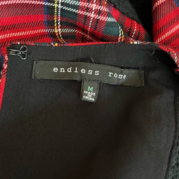 Endless Rose Tartan Plaid Embroidered Strap Sleeveless Top Size M Crochet - Picture 7 of 8